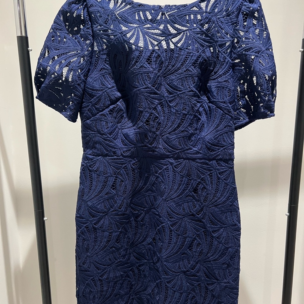 Kay Unger Navy Lace Mini Dress
